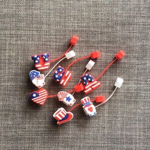 8 Pack Straw Covers USA Theme
